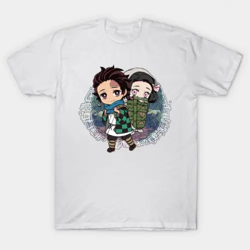 Camiseta Tanjiro e Nezuko Chibi Demon Slayer