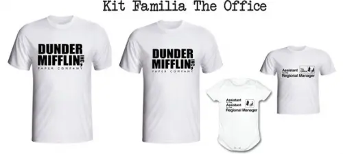Camiseta The Office Family - Kit com 3 camisetas + Body Bebê