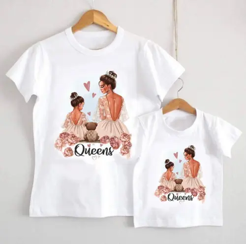 Camiseta Queens Rainhas Kit /02 camisetas Mãe e Filha
