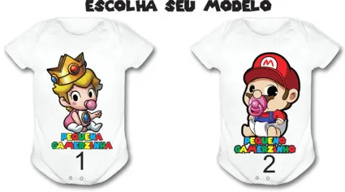 Body Bebê Super Mario Pequeno Gamerzinho