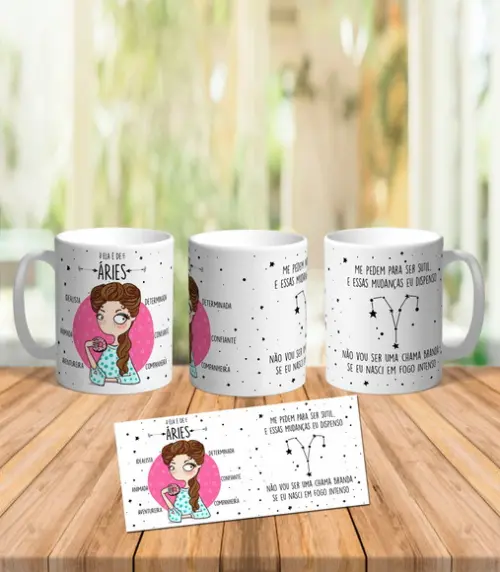 Caneca Ela é de Áries - Signos