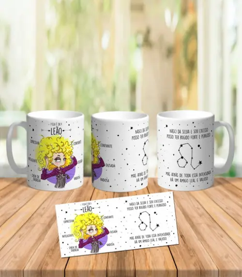 Caneca Ela é de Leão - Signos