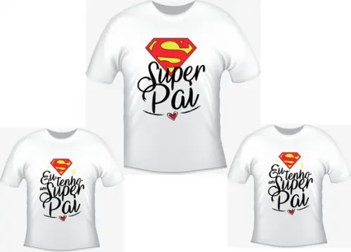 Camiseta Eu Tenho Um Super Pai Kit com 03 camisetas