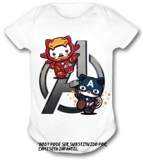 Body para Bebê Avengers Hello Cute Vingadores Baby