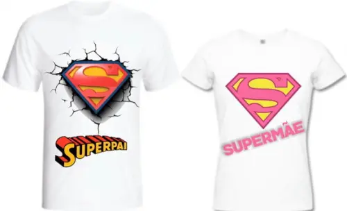 Camiseta Super Pai e Super Mãe Kit C/02