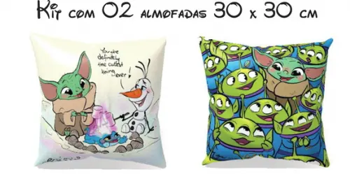 Almofada 30 x 30 - Baby Yoda - Kit C/02 Almofadas