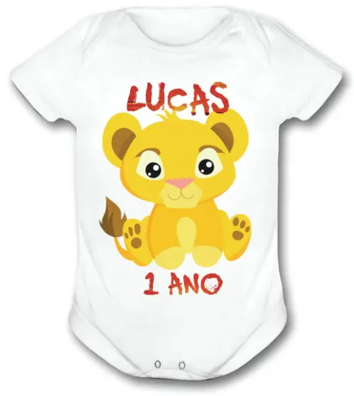 Body Para Bebê Simba - Personalize Com O Nome E Idade