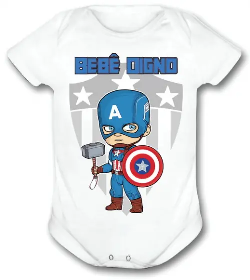 Body Para Bebê Baby Capitão América - Bebê Digno