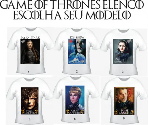 Camiseta Game Of Thrones Elenco - Escolha O Seu Modelo