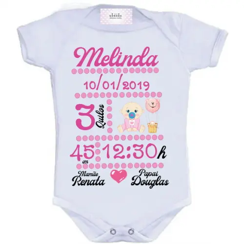 Body Para Bebê Nascimento Menina - Personalizado