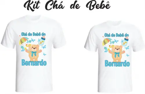 Camiseta Chá de Bebê Ursinho kit c/02 - Personalizada