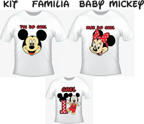 Camiseta Baby Mickey Kit /03 camisetas - Personalizada