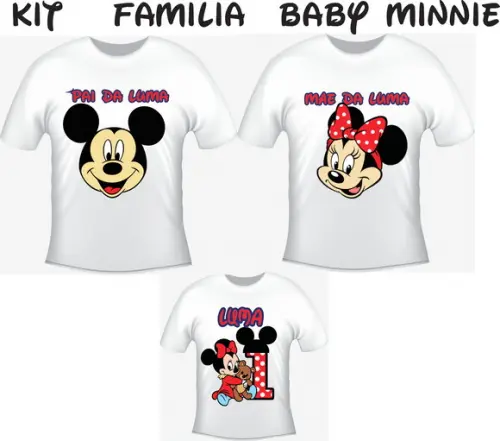 Camiseta Baby Minnie Kit /03 camisetas - Personalizada