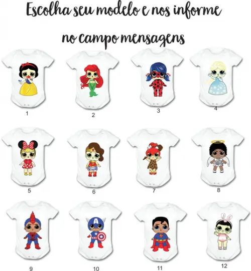 Body Para Bebê L.o.l Princesas E Heróis Personalizado