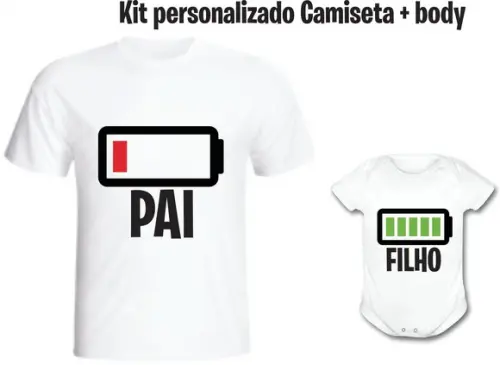 Camiseta Pai Ou Mãe Bateria Gasta + Body Ou Camiseta Infanti