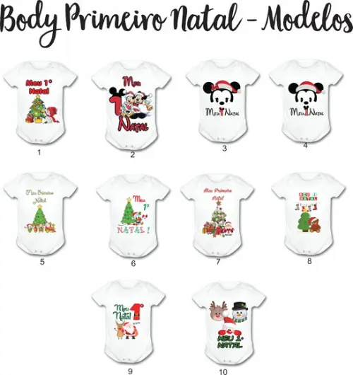 Body para Bebê Meu Primeiro Natal - Escolha Seu Modelo