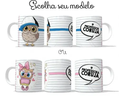 Caneca Professor ou Professora Coruja - Personalizada