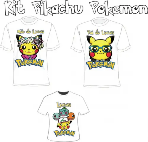Camiseta P.i.k.a.c.h.u Festa Kit /03 - Personalizada
