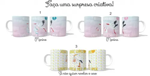 Caneca Surpresa de Gravidez - Bebê - Menino - Menina