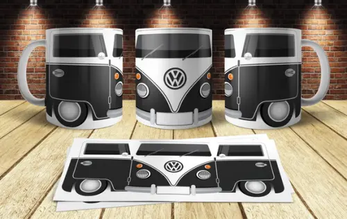 Caneca Kombi Volks - Personalize c/seu Nome - Escolha a Cor
