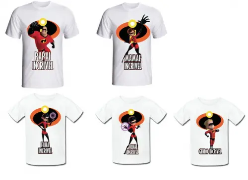 Camiseta Família Incrível Kit /05 camisetas - Personalizada