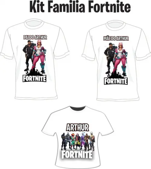 Camiseta Fo.r.t.n.i.t.e Kit /03 camisetas - Personalizada