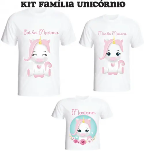 Camiseta Unicórnio Fofo Kit/03 camisetas - Personalizada