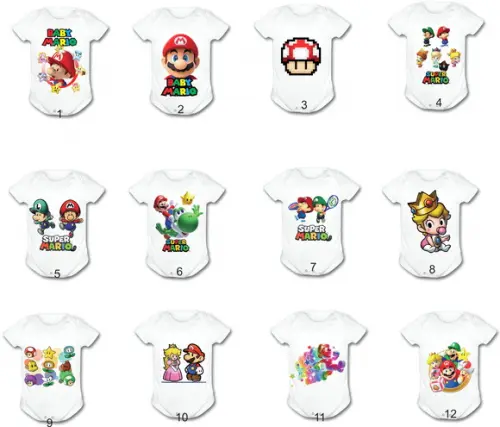 Body para Bebê Super Mario - Escolha Seu Modelo