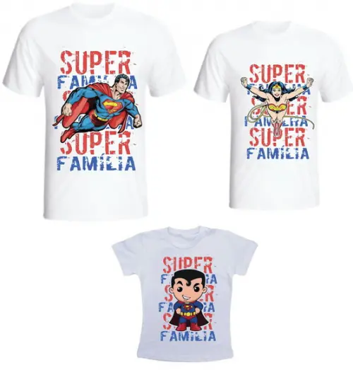 Camiseta Super Familia mod 02 Kit /03 camisetas