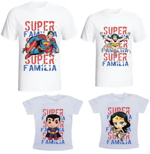 Camiseta Super Familia Kit /04 Camisetas - Personalizada