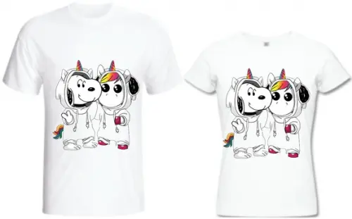 Camiseta Unicórnio e Snoopy