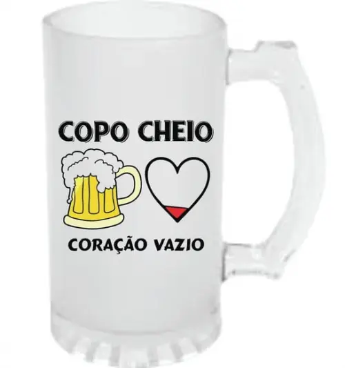 Caneca de Chopp Cerveja Copo Cheio Coração Vazio