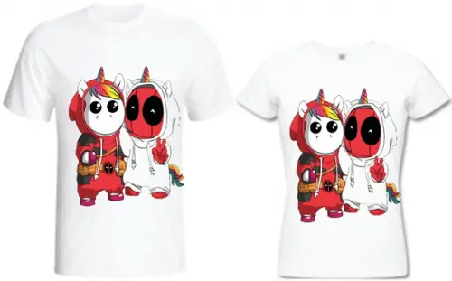 Camiseta Unicórnio e Deadpool