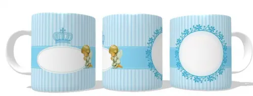 Caneca Batizado Anjinho Na cor azul