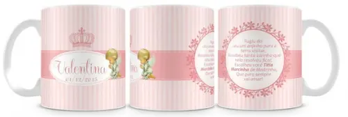 Caneca Batizado Menina Na cor Rosa