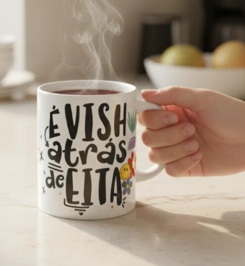 Caneca É Vish Atrás de Eita