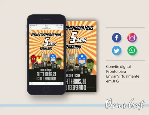 Convite Digital os Vingadores