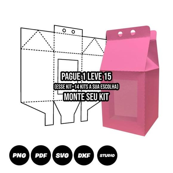 Arquivo de Corte Caixa Milk com Visor Molde Limpo 1