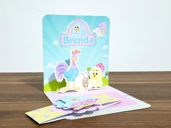 Arquivo de Corte Convite Pop Up Galinha Pintadinha 1