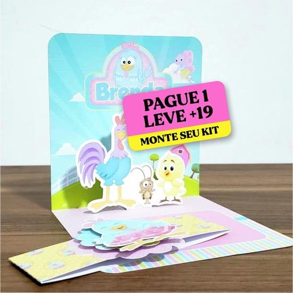Arquivo de Corte Convite Pop Up Galinha Pintadinha 1
