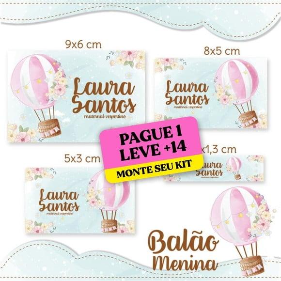 Arquivo de Corte Etiqueta Escolar Balão de Ar Menina