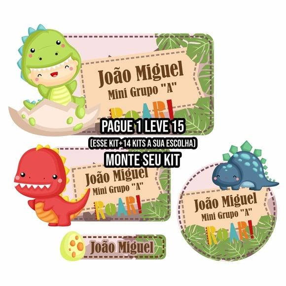 Arquivo de Corte Etiqueta Escolar Dino Baby