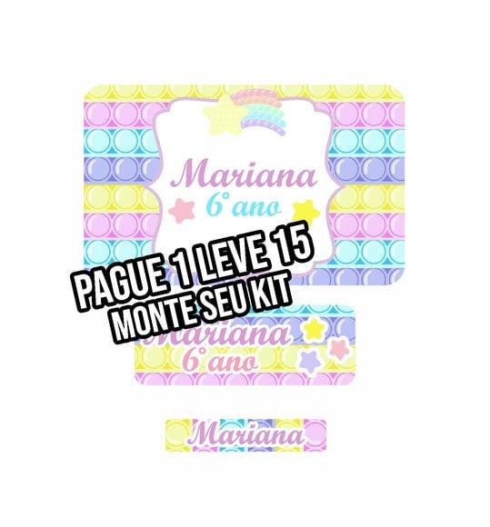 Arquivo de corte Etiqueta Escolar Pop It Candy 2 PNG+14