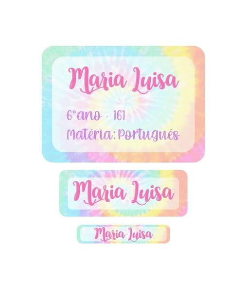 Arquivo de corte etiqueta escolar tie dye 2 PNG
