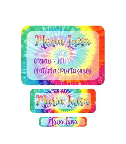 Arquivo de corte etiqueta escolar tie dye PNG
