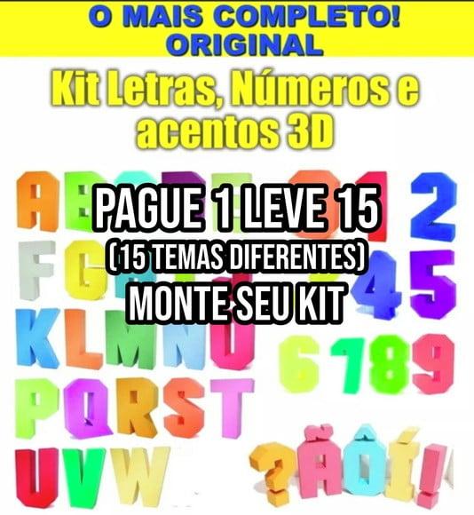 Arquivo de Corte Letras e Números 3d Silhouette