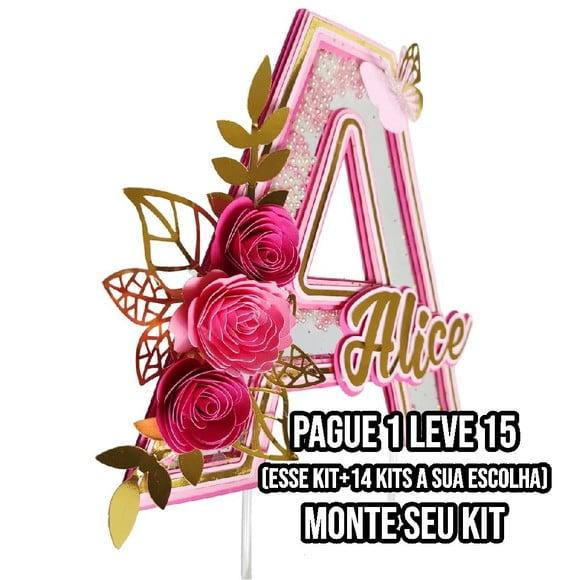 Arquivo de Corte Topo de Bolo Alfabeto Floral Shaker