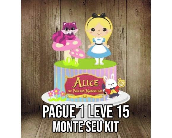 Arquivo de corte Topo de Bolo Alice no país das maravilhas