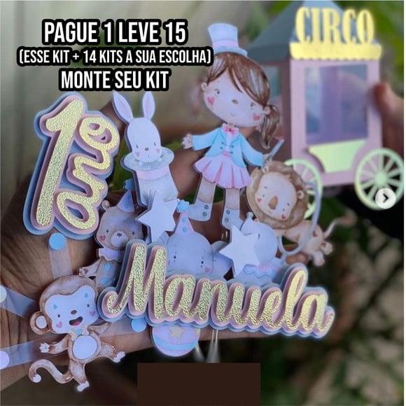 Arquivo de Corte Topo de Bolo Circo Menina 1