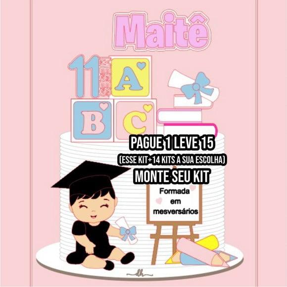 Arquivo de Corte Topo de Bolo Formatura Menina 7 Studio+14